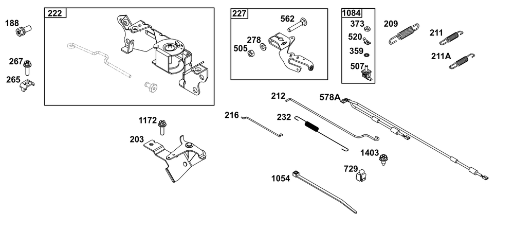 Controls Group Diagram and Parts List for 305447-0635-G1 200000 - 399999 Briggs and Stratton Engine